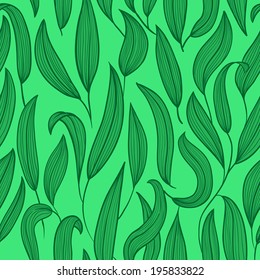 Doodle floral seamless pattern in green colors