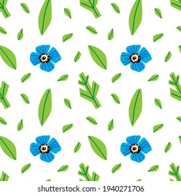Patrón sin costuras de caracol floral. Hojas y flores dibujadas a mano, fondo botánico abstracto decorativo primavera verano decoración. Decoración textil, envolvimiento papel tapizado, impresión vectorial o tela
