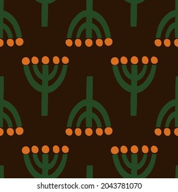 Doodle floral seamless pattern. Hand drawn cartoon leaves and flowers, abstract botanical background decorative spring summer decoration. Decor textile, wrapping, wallpaper vector print or fabric