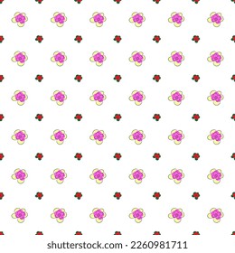 doodle floral seamless pattern. pink and red ornament on white background for fabric, wallpaper, packaging, Decorative print. Vintage kitchen background.