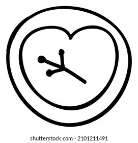 Doodle floral sketch in heart frame. Cute decorative sticker