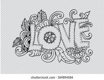 Doodle floral type design. Hand drawing illustration