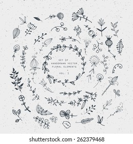 doodle floral vector elements