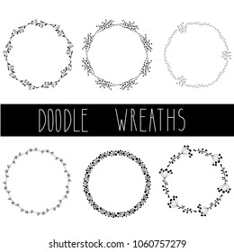 doodle  floral wreath set