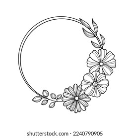 Doodle floral wreath. Wedding and beauty decoration.