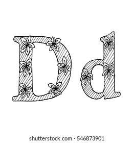 Doodle Flourish graphic with ornate pattern. Design Isolated on white.