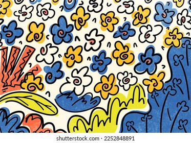 fondo del amanecer de la mano abstracto de la flor del doodle