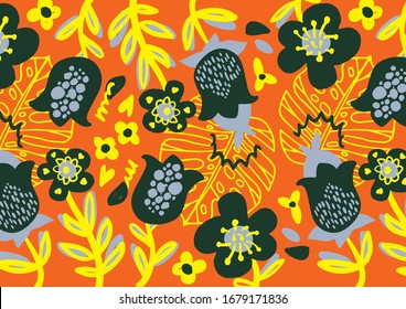 PATRÓN DE COLOR COMPLETO CON FLORES DE DOODLE