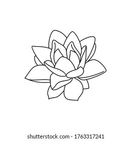 Doodle flower black simple outline on white background. Vector illustration isolated. EPS10