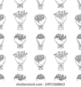 Doodle flower bouques vector seamless pattern