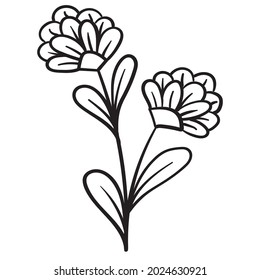 Doodle flower branch, cute and unusual bud, can be used to decorate postcards, business cards or as an element for design