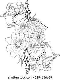 Doodle Flower Coloring Book Page Hand Stock Vector (Royalty Free ...