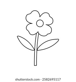 Doodle Flower coloring pages for kids. Trace and color flower. Flower spring garden illustration. Flower tracing worksheet. Kindergarten and preschool activity.