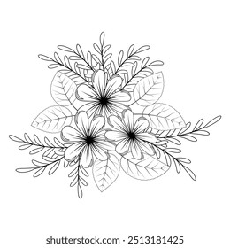 Doodle flower design for coloring book