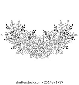 Doodle flower design for coloring book