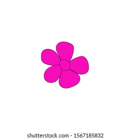 doodle flower flat simple icon clip art pink on white