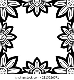 Doodle flower frame hand drawing