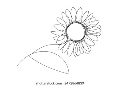 Doodle Flower Growth Line Art Silhouette Illustration. Floral Flower Monoline Vector Hand Drawn Decoration Pattern Background Template.	
