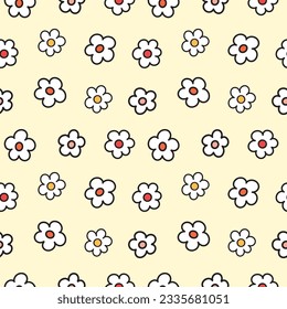Doodle flower hand drawn seamless pattern background