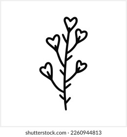 Doodle flower icon isolated. Hand drawn line art shepherds bag. Sketch flower vector stock illustration. EPS 10