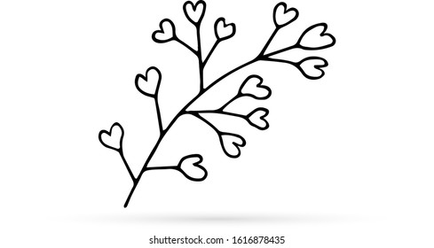 doodle flower icon isolated on white, eco logo, outline hand drawing line art shepherds bag for eco design, sketch flower collection, coloring vector stock illustration