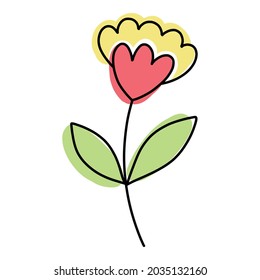 Doodle flower icon outline hand drawn vector. Floral spring plant. Summer flower leaf