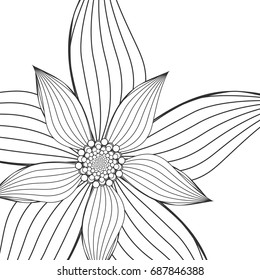 Doodle Flower Isolated on White Background - Vector Illustration