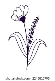 icono de hoja de flores de doodle aislado