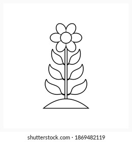 Flor de perro con hoja aislada en blanco. Esbozo arte. Ilustración de material vectorial. EPS 10
