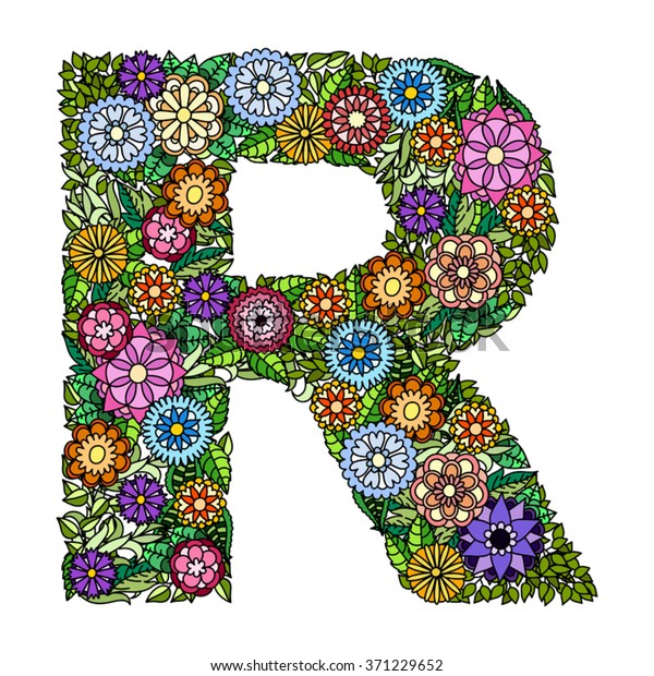 Download Doodle Flower Letter R Floral Element Stock Vector ...