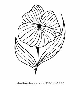Doodle flower on white background. Vector illustration with  plant. Coloring book for kids. Postcard design.