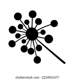 Doodle flower one line outline single clip art element. Cute hand drawn style of blooming flower for design, icon, symbol. Abstract floral element for design.