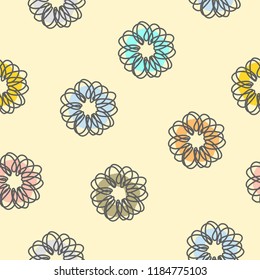 Doodle flower pattern. Colorful element graphic design For fabric,paper,wrap,t-shirt, poster, card, scrapbooking, birthday and party invitation, wallpaper.