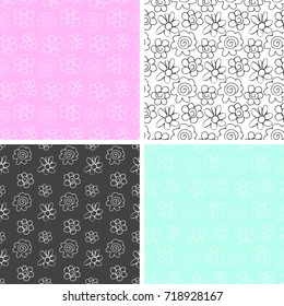 doodle flower pattern vector 

