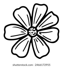 Doodle flower. Plant bud. Blooming flora. Hand drawn vector sketch illustration.