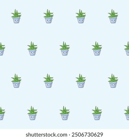 Doodle Flower and Pot Cartoon Seamless Pattern Background. Abstract Cute Kawaii Baby Textile Swatch Design. Bright Domestic Floral Plant in Vase Decorative Element Symbol Silhouette Fabric Print.