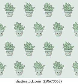 Doodle Flower and Pot Cartoon Seamless Pattern Background. Abstract Cute Kawaii Baby Textile Swatch Design. Bright Domestic Floral Plant in Vase Decorative Element Symbol Silhouette Fabric Print.