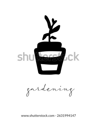 Doodle flower in flower pot icon.