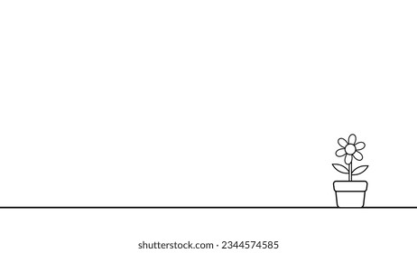 flor de doodle y maceta en la parte inferior derecha para fondo de fondo o fondo de fondo para niños