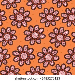 Doodle flower seamless pattern vector
