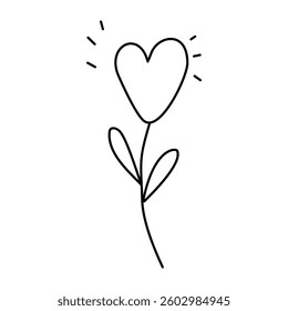 Doodle Flower in the shape of a heart.Isolated on a white background