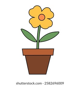 Doodle flower spring garden clipart vector illustration. Flower, floral, botanical, blossom icon vector. Cartoon flower vector.