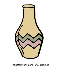 Doodle flower vase sticker with pattern