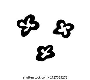 flor doodle - ilustración vectorial. flores estilizadas - negro y blanco en un estilo plano, tres piezas