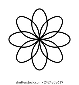 Doodle flower. Vector linear illustration.