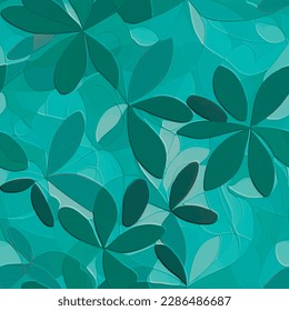Las flores de doodle 3d incorporan un patrón impecable. Fondo con estampado floral. Fondo de textura gruesa. Hermosas flores de doodle, hojas. Resumen de plantas superficiales dibujadas a mano adornadas en colores turquesa.