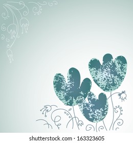 doodle flowers abstract vector background