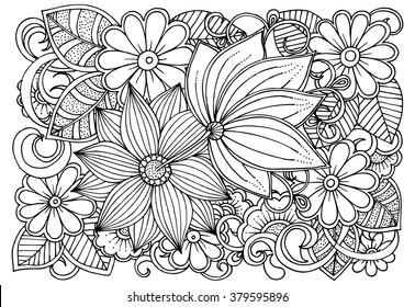 Doodle Flowers Black White Can Use Stock Vector (Royalty Free ...