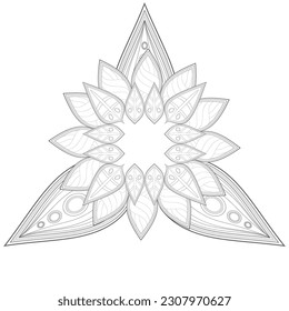 Doodle flowers in black and white pleasing for adults' coloring page. pleasing decorative flower of Coloring book page for adult Black outline and white background