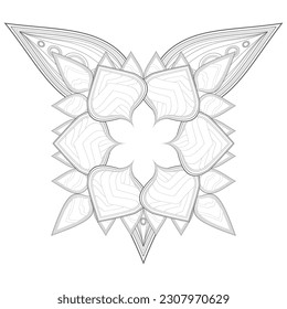 Doodle Blumen in Schwarz-Weiß angenehm für die Färbung von Erwachsenen. erfreuliche dekorative Blume der Farbbuchseite für erwachsenen schwarzen Hintergrund